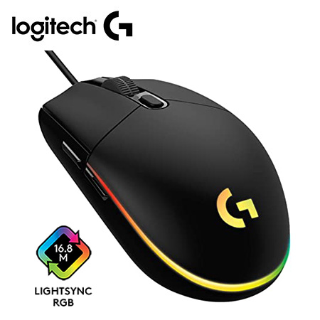 MOUSE LOGITECH G203 LIGHTSYNC OPTICAL 8000 DPI RGB BLACK (910-005790)-P