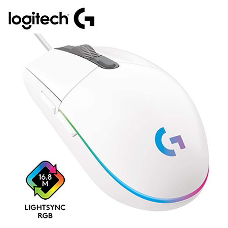 MOUSE LOGITECH G203 LIGHTSYNC OPTICAL 8000 DPI RGB WHITE (910-005791)-P